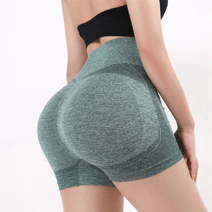 Women Yoga Shorts High Waist Butt Lifting Workout Fitness Tights Tummy Control Gym Running Stretched Pants Casual Sportswear SS69 7.69 Green / S-M (40-65kg)