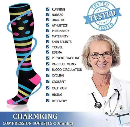 Compression Socks Varicose Veins Blood Circulation Pregnancy 20-30mmhg Nurse Socks Men Women Marathon Golf Cycling Sports Socks