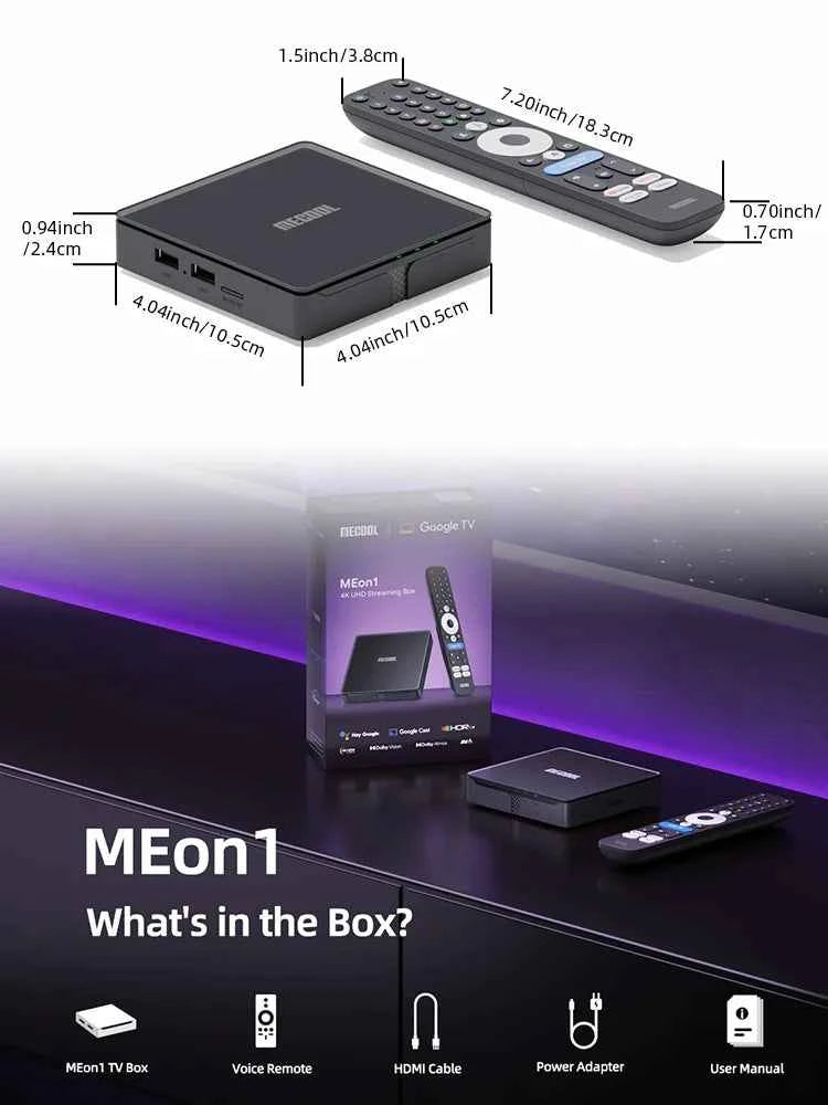 MECOOL MEon1 Netflix Certified TV Box S905X5M Android 14 Google TV 2GB 32GB 1000M WiFi6 Dolby Vision Atmos 4K AV1 Smart TV Box