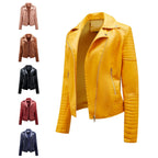 2025 Steampunk Rock Rivet Women's Leather Jacket Slim Short Streetwear Gothic Embroidery PU Leather Locomotive Coat Femme SS69