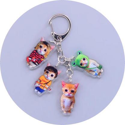Game Anime Peripheral Keychain 10 Styles 4 in 1 Arcylic Cartoon Figures Keyrings Kawaii Key Chain Accessories SS69 6.69 06