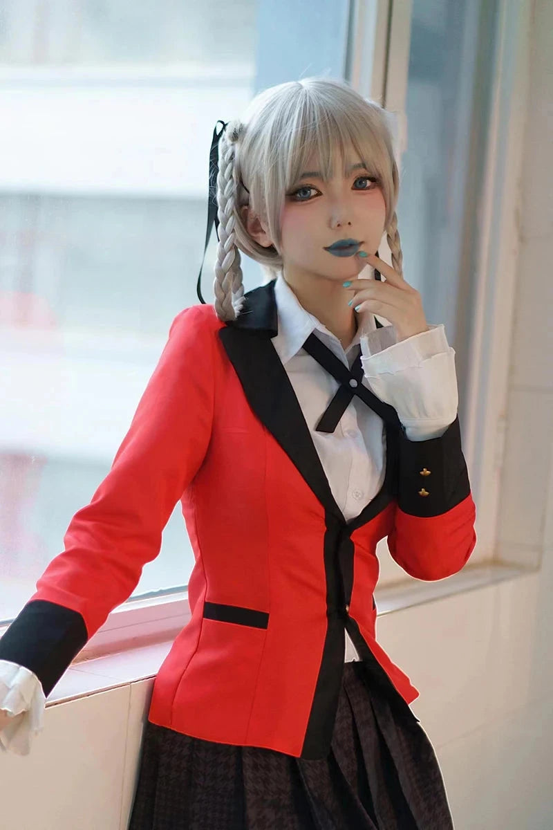 Anime Kakegurui Cosplay Costume Kirari Momobami Uniform Yumeko Sayaka Compulsive Gambler Japanese School Girl Pleated Skirt Suit SS69