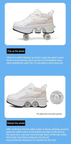 Deformation Shoes Roller Sneakers With 4 Wheels Skates Adult Kids Runaway Parkour Wheels Shoes For Women Men Youth Sport Shoes