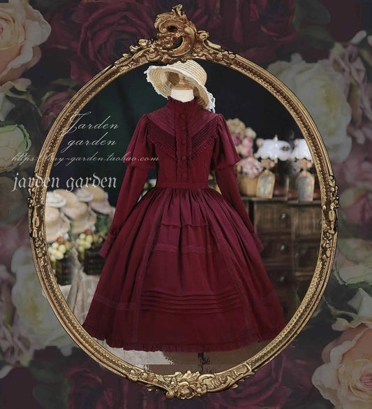 2025 New Classical Long-sleeved Stand-up Collar Slim-fitting Dress Japanese Sweet and Cute Girl Lolita OP Mid-length Dresses
