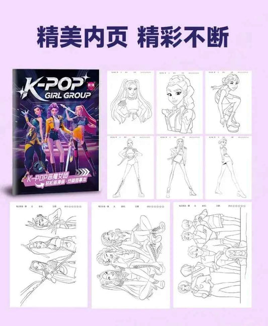 40 page KPO Witch Hunt Rumi Mira Zoey children's and adult anime character drawing practice book drawing coloring book-