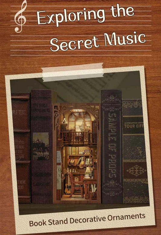 CUTEBEE DIY Book Nook Miniature Dollhouse Booknook with Touch Light Dust Cover Bookshelf Insert for Decor Gifts Secret Rhythm