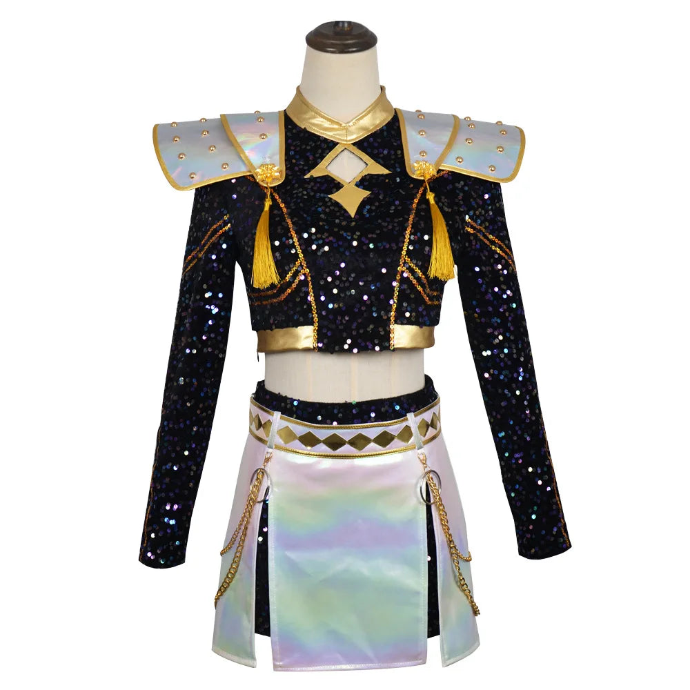 HHYRCOS Unisex Black Shiny Polyester Suit Halloween Anime Cosplay Costume