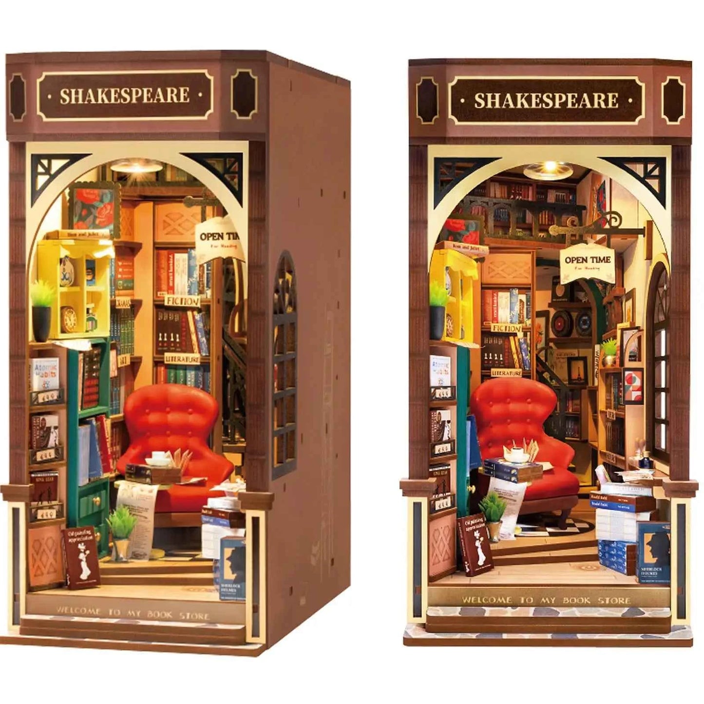 Robotime Rolife New Booknook Bookstore with Light for Grils Housewife Home Decor Easy Assembly Wooden Toys Gifts Presents TGB07