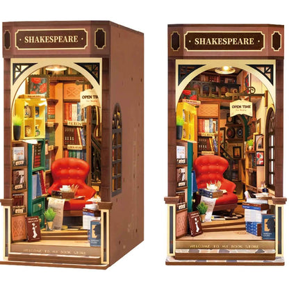 Robotime Rolife New Booknook Bookstore with Light for Grils Housewife Home Decor Easy Assembly Wooden Toys Gifts Presents TGB07