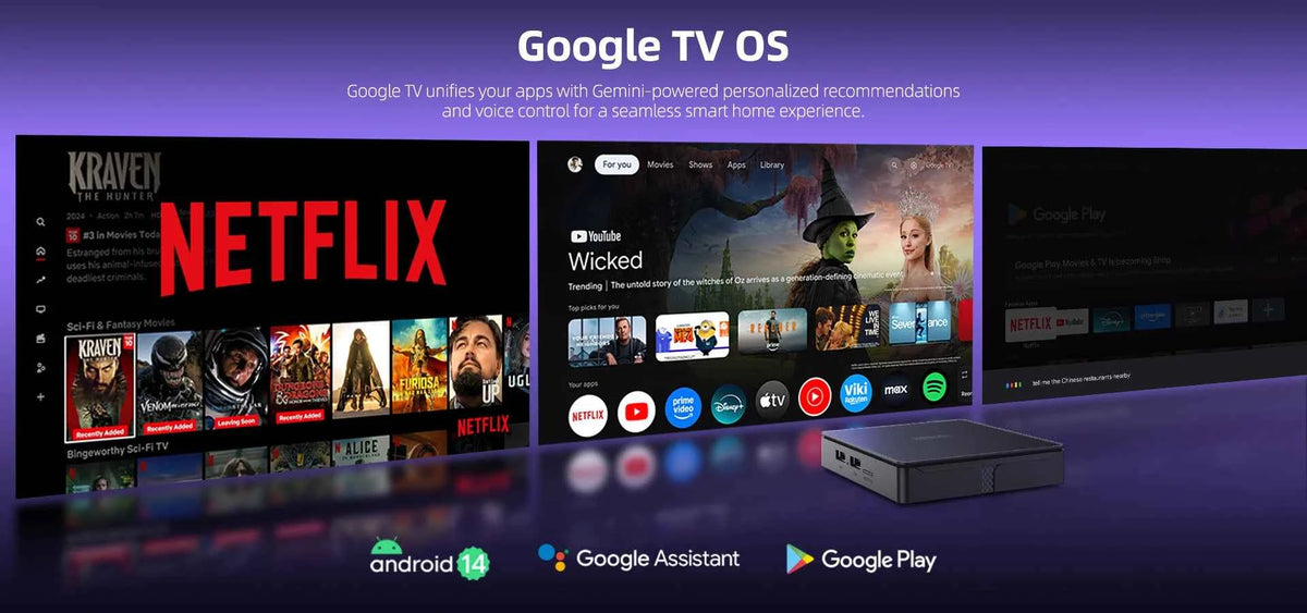 MECOOL MEon1 Netflix Certified TV Box S905X5M Android 14 Google TV 2GB 32GB 1000M WiFi6 Dolby Vision Atmos 4K AV1 Smart TV Box