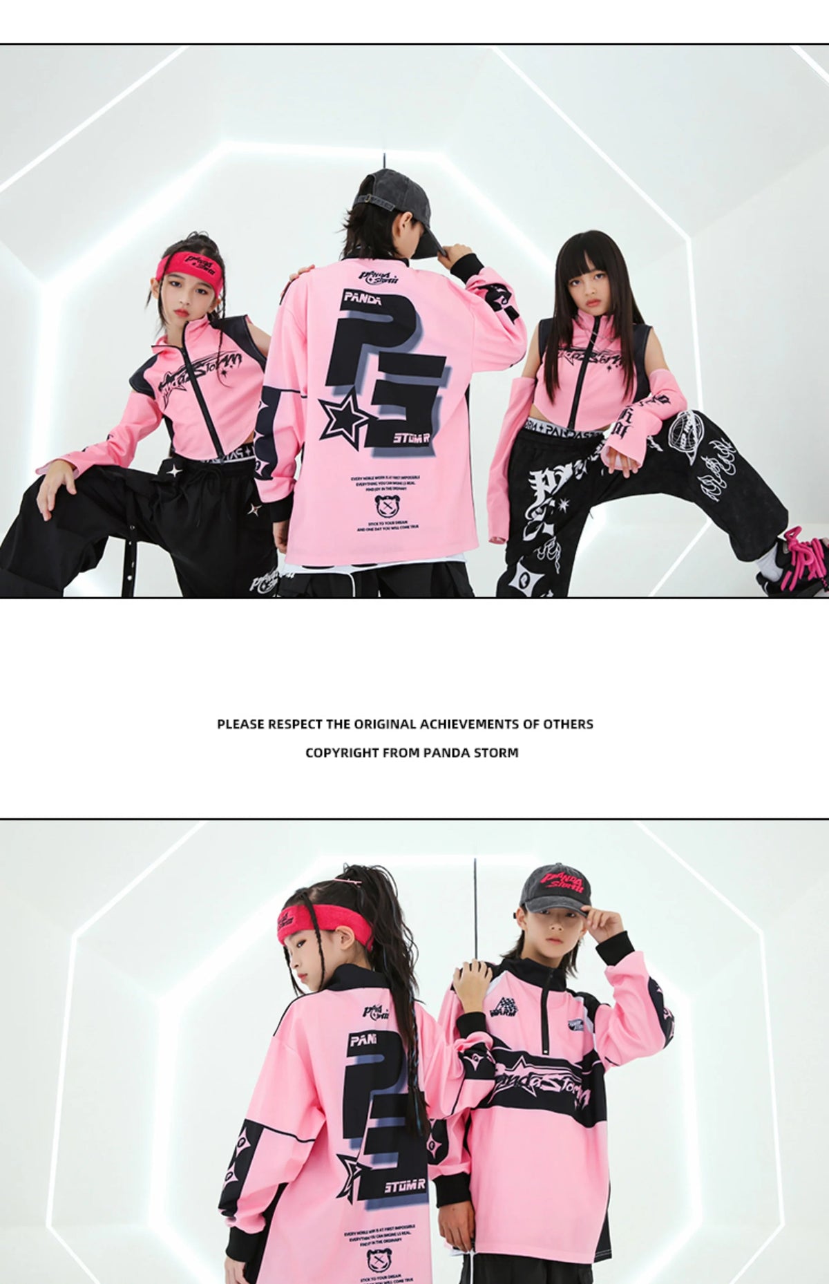Hip Hop Dance Costume for Girls Pink Tops Black Pants Teenagers Boys Jazz Dance Performance Clothes Kpop Outfits Kids Stage Wear SS69
