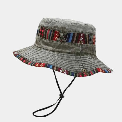 2022 Cotton National Wind Solid Color Bucket Hat Outdoor Travel Sun Cap For Men And Women 15