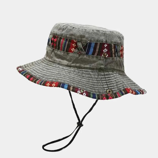 2022 Cotton National Wind Solid Color Bucket Hat Outdoor Travel Sun Cap For Men And Women 15