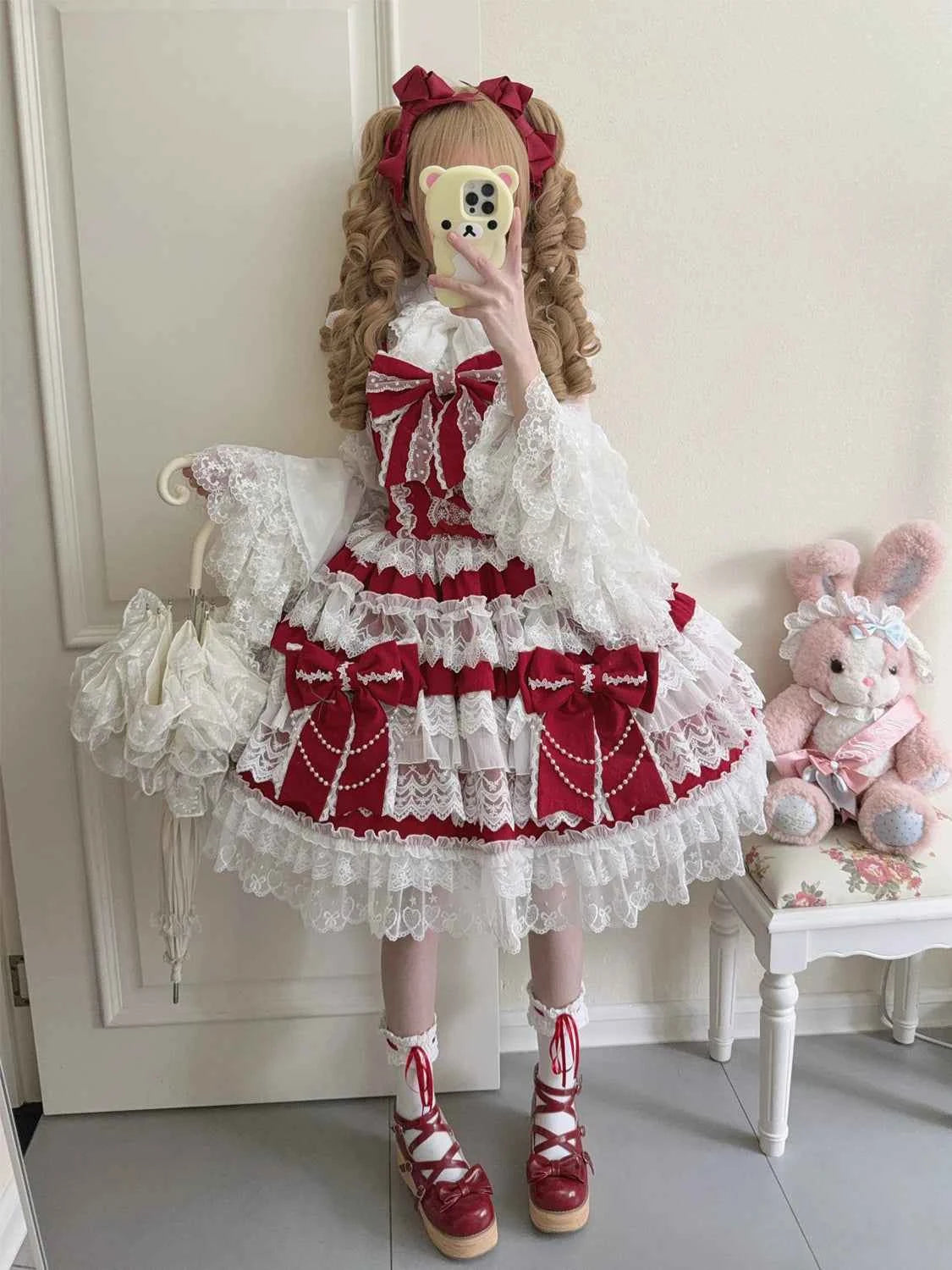 Women's Pink Lolita Dress Cape Set New Spring Women's Sweet Girl Lace Princess Jsk Cake Dress Fairy Suspender Dress Shirt Outfit