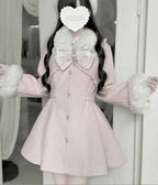 Japanese Mass-Produced Long Wool Collar Coat 20% Wool Waist-Cinching Sweet Girl Long Sleeve Slim Fit Elegant Lolita Woolen Coat