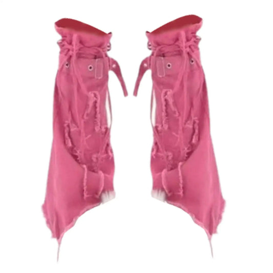 SS69 Y2K Grunge Thigh High Leg Warmers - Long Baggy Polyester Boot Cuffs