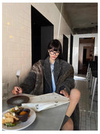 Mauroicardi Autumn Winter Oversized Extra Long Warm Thick Gray Wool & Blends Coat Women Loose Casual Fluffy Korean Fashion 2024