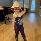Girls Gwen Superhero Bodysuit Spider Cosplay Mask Suit Jumpsuit Kids Party Fancy Dress Up GwenStacy Carnival Costume For Child