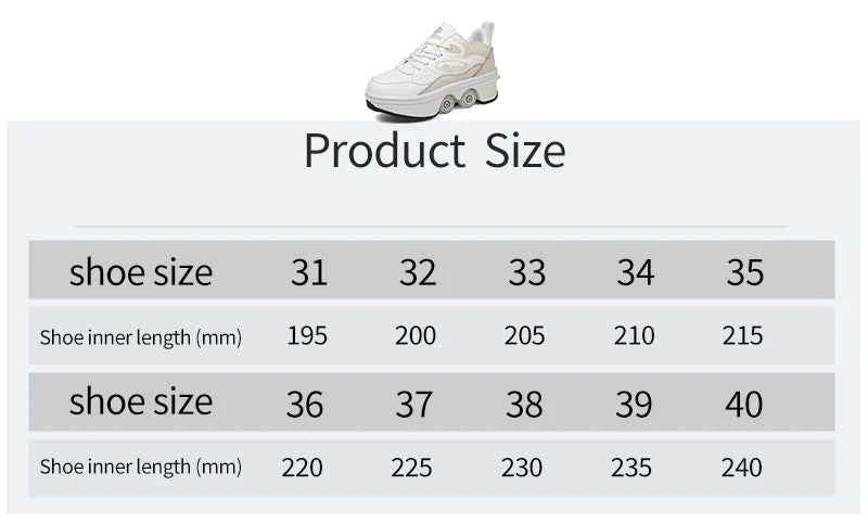 Deformation Shoes Roller Sneakers With 4 Wheels Skates Adult Kids Runaway Parkour Wheels Shoes For Women Men Youth Sport Shoes