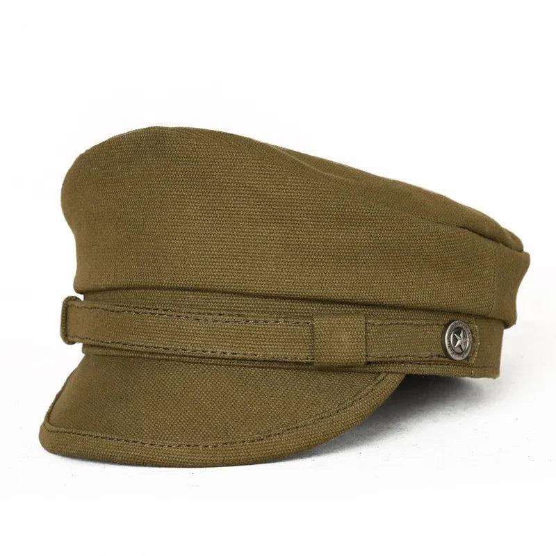 2025 New Navy Peaked Sailor Cap Men Women Summer Beret Hat Male Canvas Grey Eagle Belt Locomotive German Captain Casque