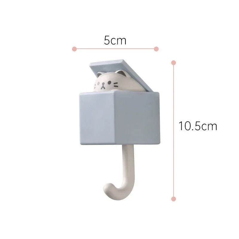Self-Adhesive Cat Wall Hooks, Cute Animal Decorative Hanger
