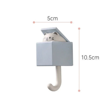 SS69 Self-Adhesive Cat Wall Hooks, Cute Animal Decorative Hanger for Home