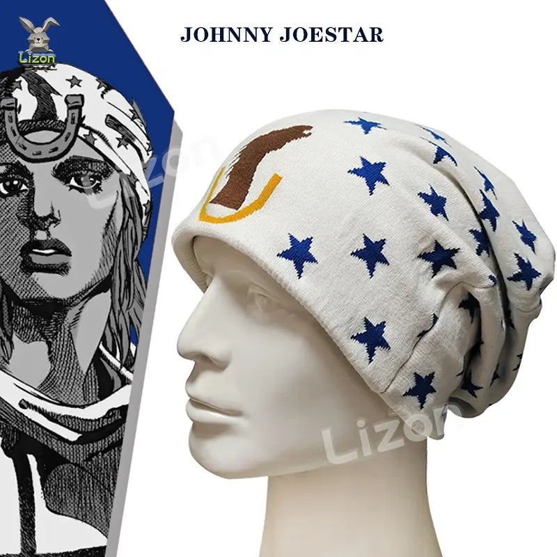 JoJo's Bizarre Adventure Cosplay Johnny Joestar Beanies Star Hat Steel Ball Run Johnny Joestar Cosplay Woolen Hat