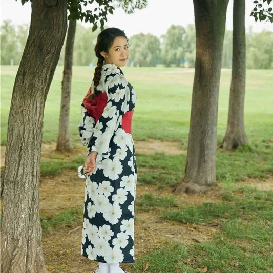 Printed Floral Traditional Japanese Kimono Elegance Asian Sakura Girl Kimono Dress Japanese Style New