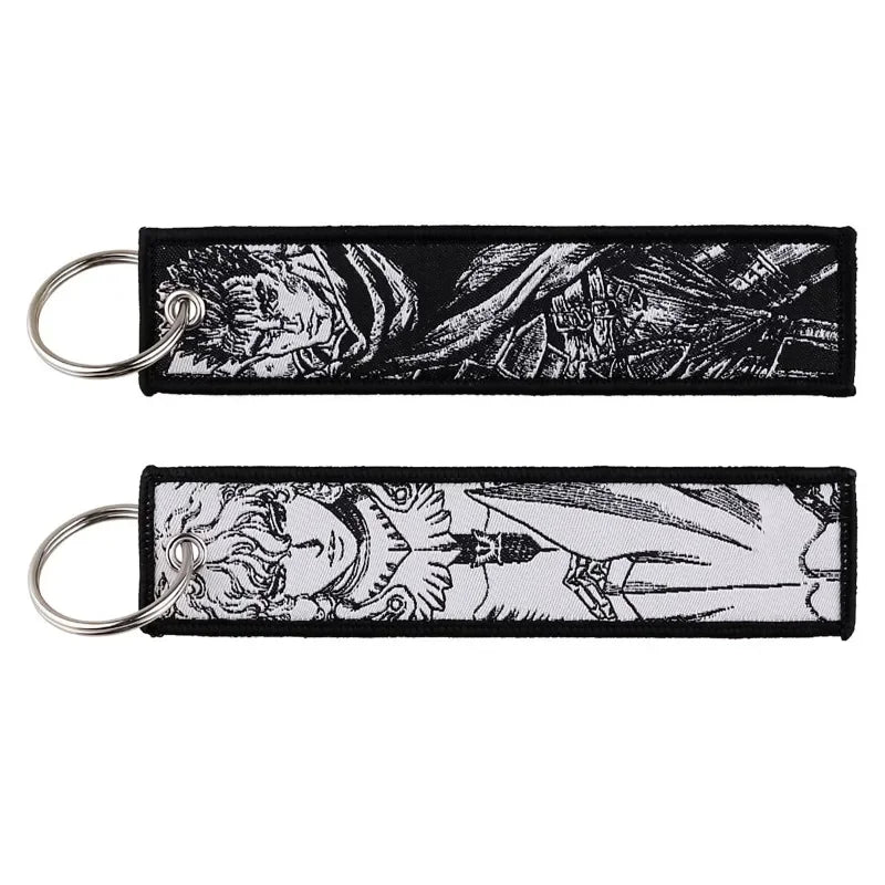 Sword Wind Legend Anime JOJO Wonderful Adventure Weaving Mark Keychain Sword Wind Legend Decorative Chain Fabric Key Pendant