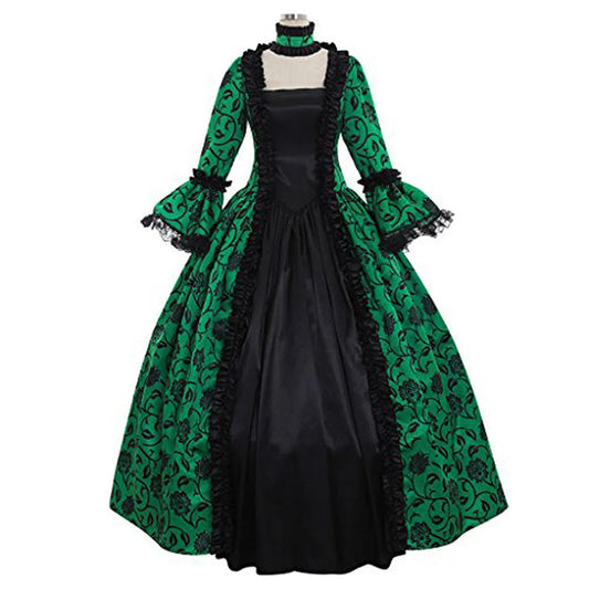 Women Cosplay Marie Antoinette Dress Medieval Flare Sleeve Victorian Party Formal Gown Renaissance Gothic Floral Robe Plus Size SS69 32.69 green / 5XL