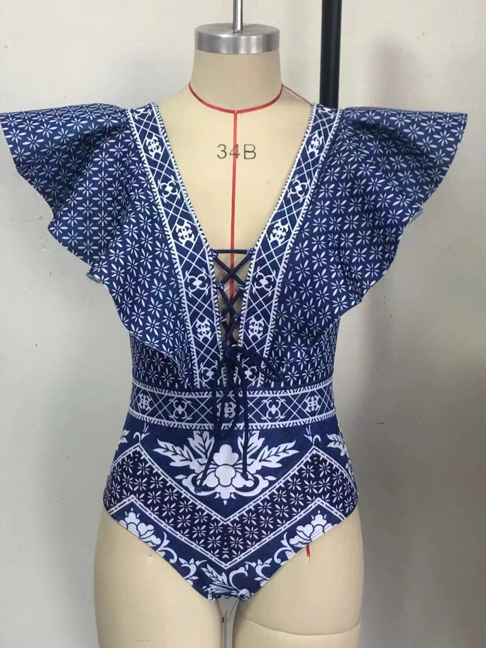 2023 New Arrival Push Up Women Bikini Set Floral Printed Ruffle Bikinis Strappy Bandage Swimwear Brazilian Biquini Bathing Suit SS69