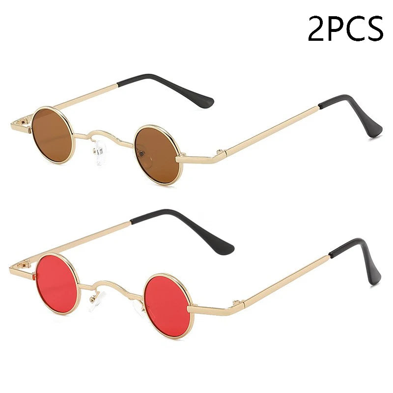 Vintage Rock Punk Man Sunglasses Classic Small Round Sunglasses Women Wide Bridge Metal Frame Black Lens Driving Eyewear SS69 8.69 Navy Blue