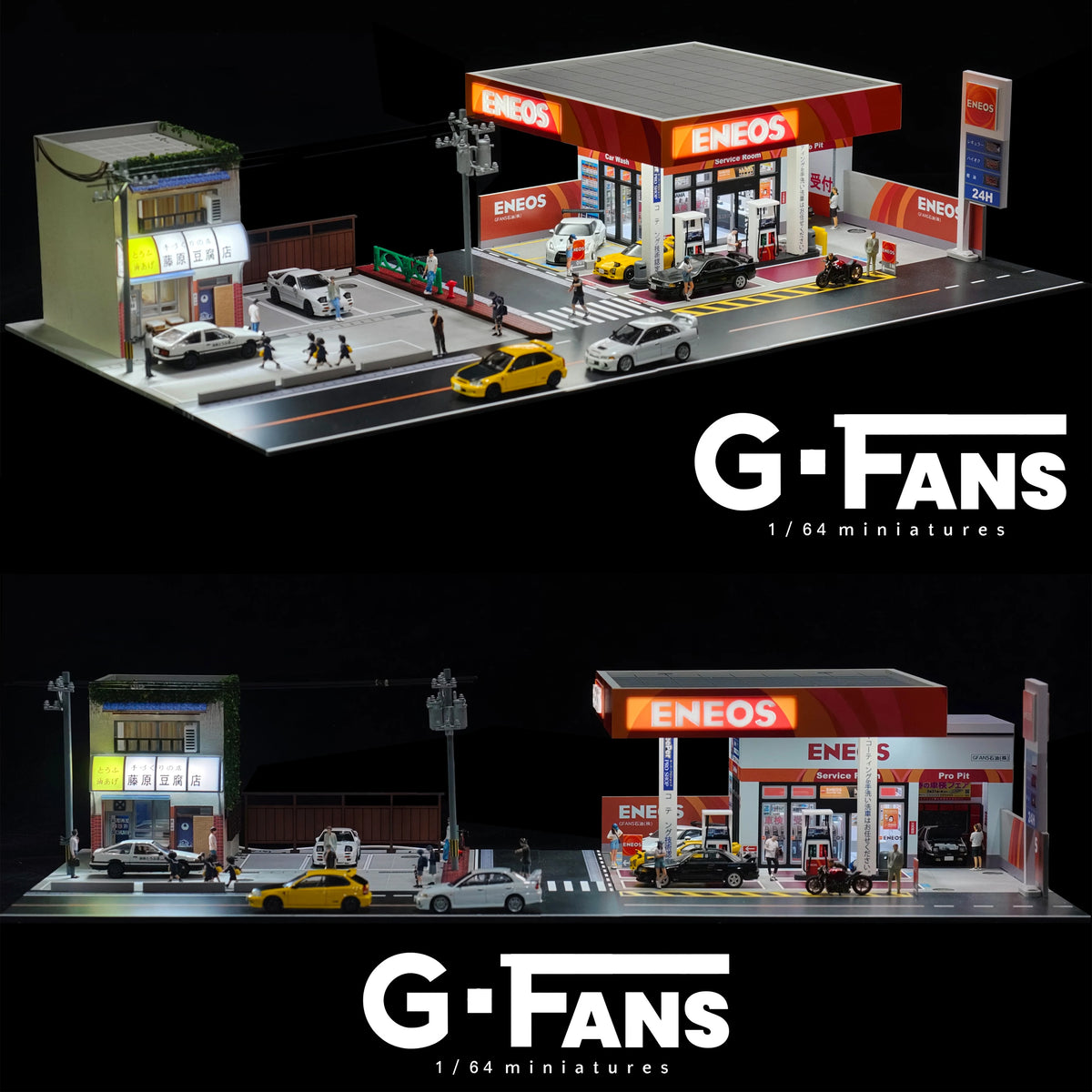 1/64 Scale Diecast Car Garage Diorama with LED Lighting