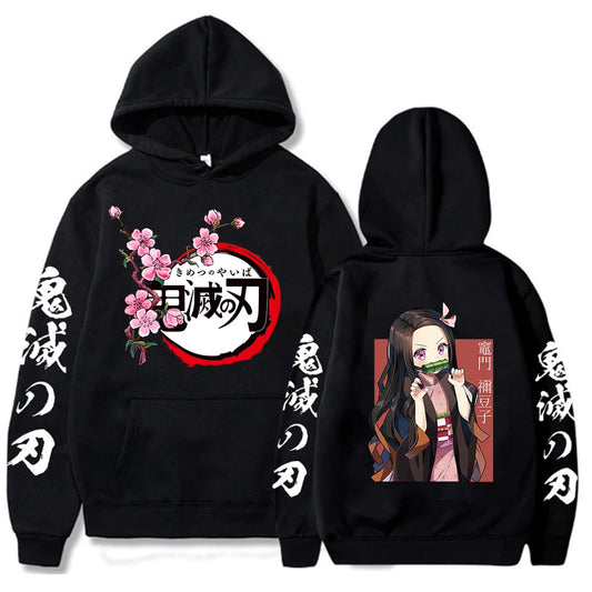 Anime Demon Slayer Kamado Nezuko Print Hooded Men Women Casual Loose Hoodies High Quality Sweatshirt Harajuku Unisex Streetwear