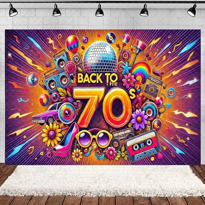 Retro Back to the 70s 80s 90s Backdrop Music Party Decorations Neon Light Graffiti Tapes Disco Background Photo Studio Supplies