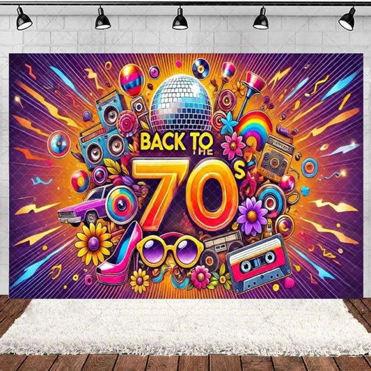 Retro Back to the 70s 80s 90s Backdrop Music Party Decorations Neon Light Graffiti Tapes Disco Background Photo Studio Supplies