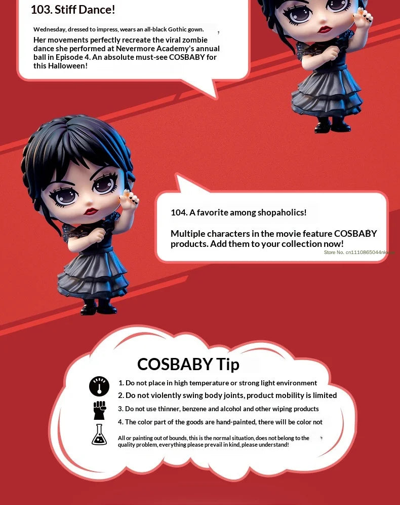 Hot Toys Wednesday Dance Version Cosbaby(S) Mini Collectible Figure Desktop Decoration Toy Fans Collect Halloween Holiday Gift