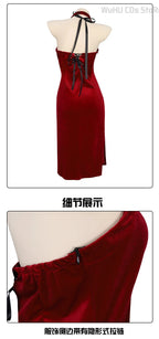 Ada Wong Resident Evil Red Cheongsam Cosplay Dress for Women