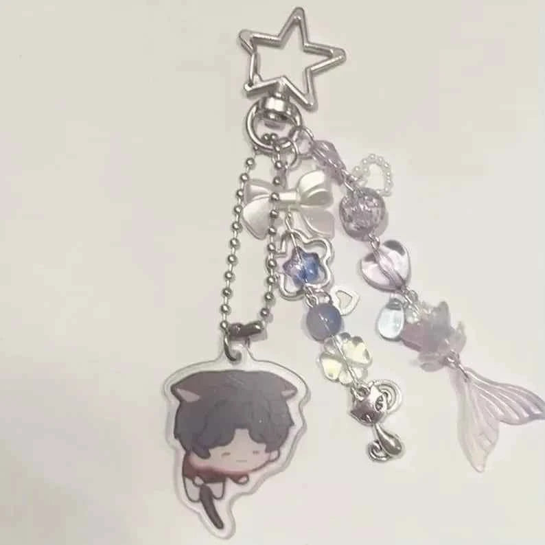 Game Love And Deepspace Rafayel Xavier Zayne Cosplay Key Chain Acrylic Keychains Backpack Pendant Key Ring Accessories