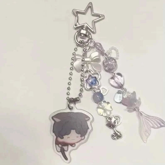 Game Love And Deepspace Rafayel Xavier Zayne Cosplay Key Chain Acrylic Keychains Backpack Pendant Key Ring Accessories