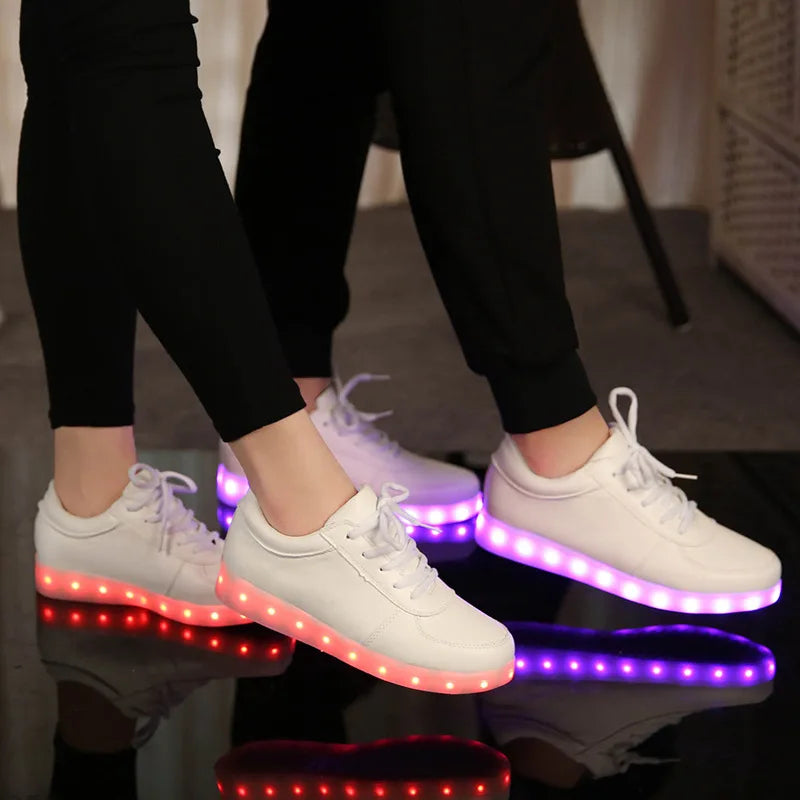Comemore 2022 Adult Unisex Womens Mens Kid Luminous Sneakers Glowing USB Charge Boys LED Colorful Light-up Shoes Girls Footwear SS69