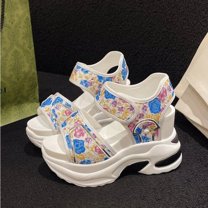Platform Sandals Female 2024 Summer Fashion Peep-toe Shoes Character With High Heel Muffin Daddy Leisure Sports Sandals Female SS69