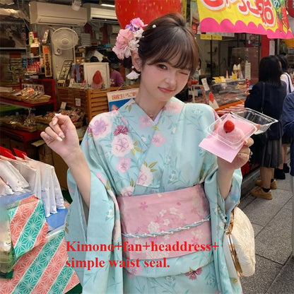 Kimono Yukata Retro Improved Japanese Dress,Elegant Literary Outfit Ideal For Studio Portrait Photography And Casual Themed Wear