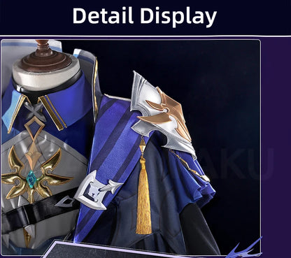 【Ready For Ship】Lohen Cosplay Costume Game Genshin Impact【S-2XL】WakuWaku-R Men Lohen Knights of Favonius Wig Plus Size