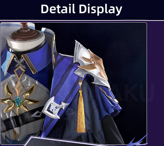 【Ready For Ship】Lohen Cosplay Costume Game Genshin Impact【S-2XL】WakuWaku-R Men Lohen Knights of Favonius Wig Plus Size