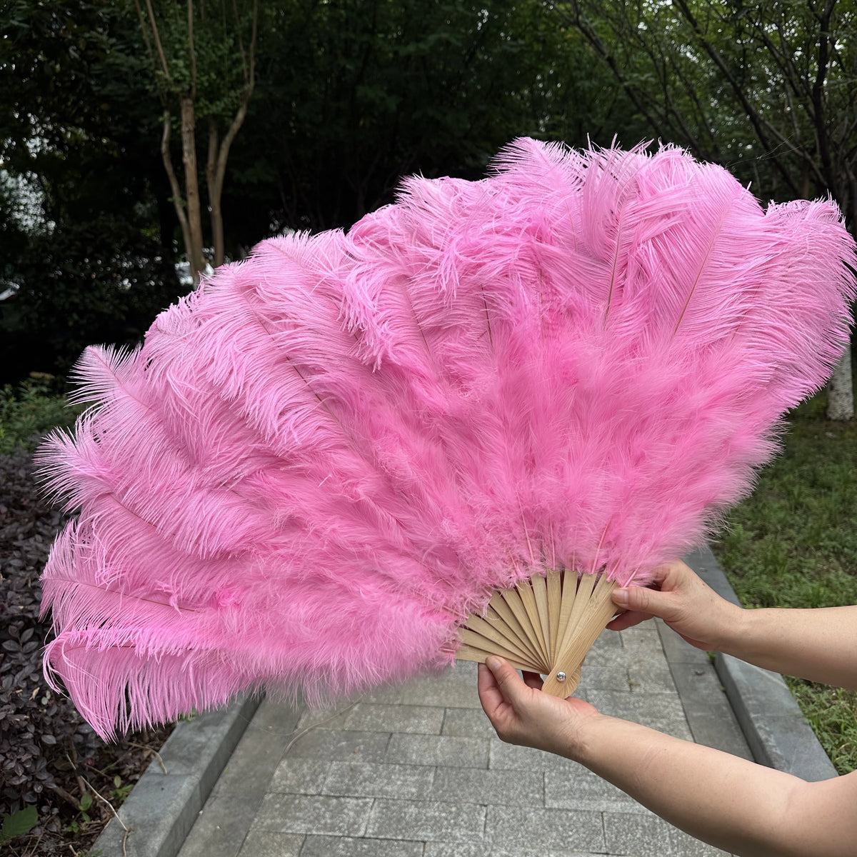 Large Ostrich Feather Fan 130cm - Carnival & Stage Performance
