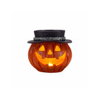 Halloween Pumpkin Candy Bowl with Witch Hat, Light Up Jack O Lantern Decoration, Spooky Tabletop Storage Container for Home Party Decor
