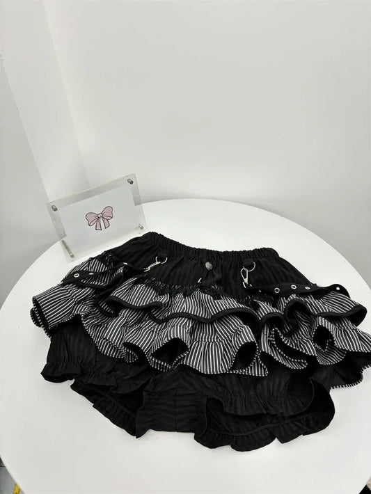 Japanese Sweet Y2k Elegant 2 Piece Set Woman Long Sleeve Chic Blouse+ Mini Ruffle Skirt Female Korea Style Rave Birthday Outfits SS69