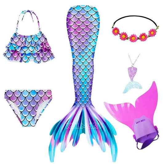 Mermaid Costume for Girl Mermaid Tail for Swimming Can Add Monofin Fin Girls Ariel Mermaid Costumes Cosplay Birthday Gift