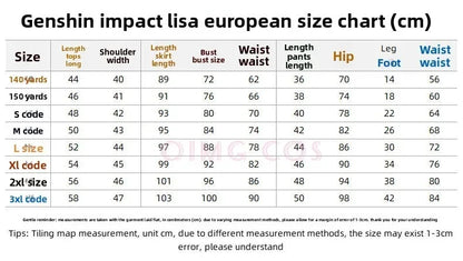 Lisa Cosplay Costume Genshin Impact Adult Carnival Uniform Anime Halloween Costumes Women Game